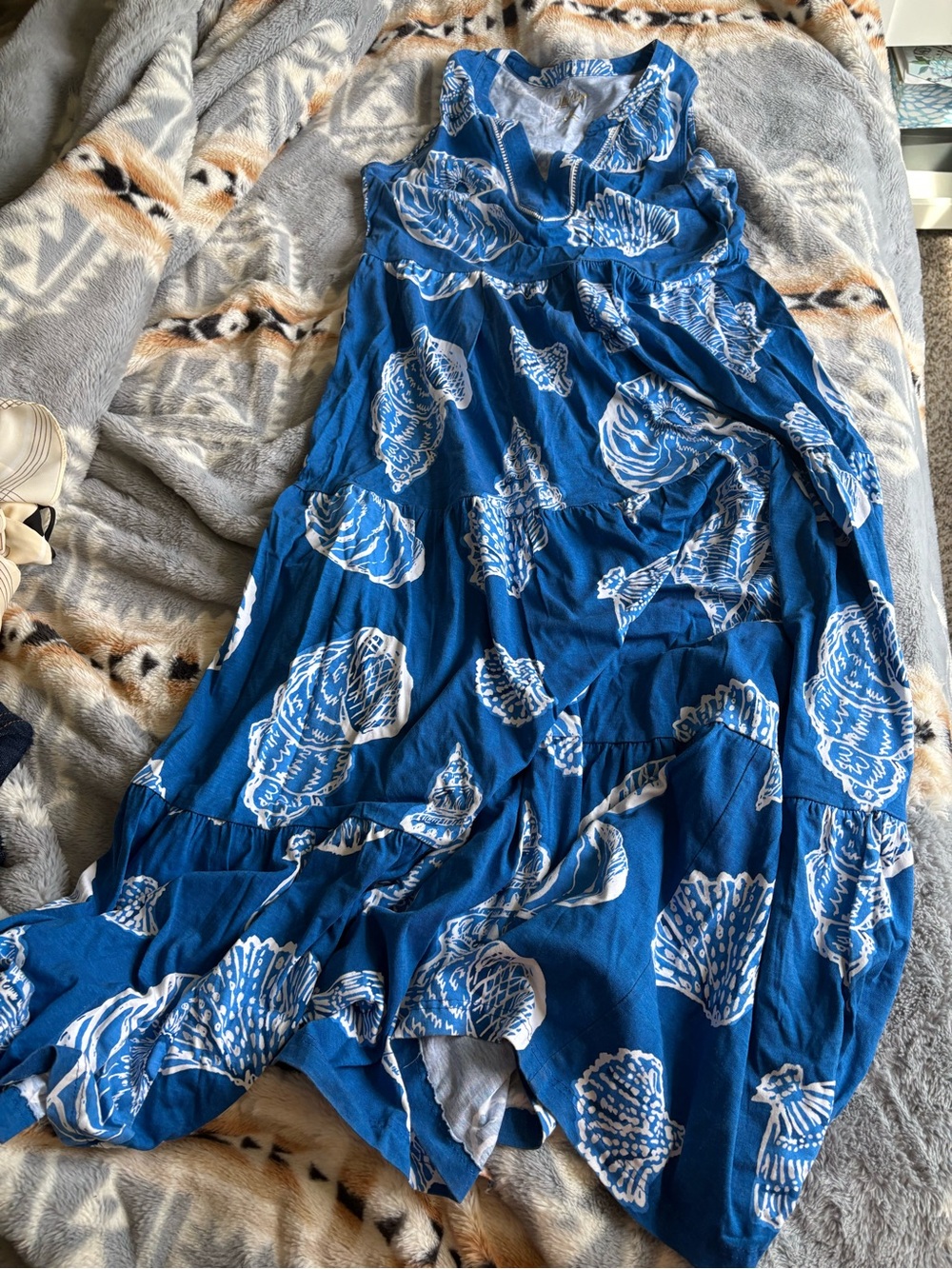 Lilly Pulitzer Blue and White Shell Print Dress
